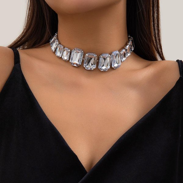 Luksusowy Naszyjnik Choker Z DużYm KryształEm Vintage Wyrazisty KryształOwy Cyrkoniowy ŚLubna BiżUteria Na Szyję Dla Kobiet Ozdobiony Na Imprezę Brown-image