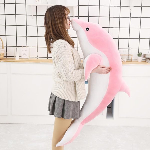 Almohada De Peluche De DelfíN Linda Rellena Azul Rosa Gris Animal AcuáTico Juguete De Peluche Regalo De CumpleañOs CompañEro De SueñO 30Cm-image