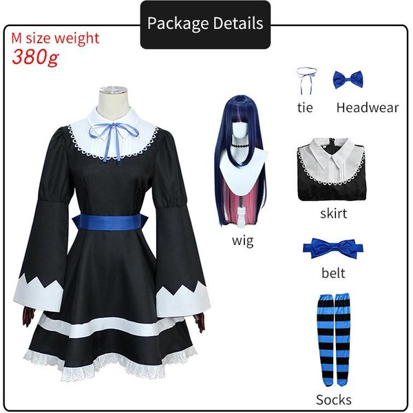Anime Panty & Stocking Z Pasem Do PońCzoch MłOdsza Siostra Anarchy PońCzocha Kostium Cosplay Gotycka SłUżKa Lolita Sukienka Peruka DłUgie Skarpety XXL-image