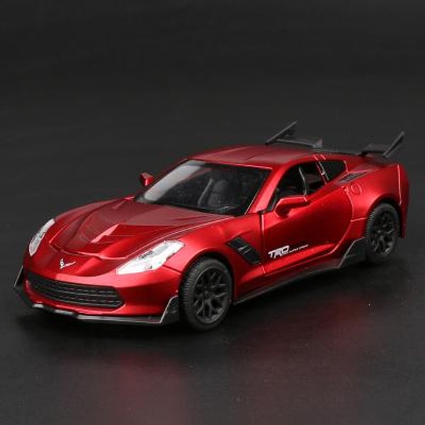 1:32 Corvette Z06 Metalowy Model Sportowego Samochodu Diecasts Metalowe Zabawkowe Pojazdy Model Samochodu Symulacja DźWięK ŚWiatłO Kolekcjonerski Zabawka Dla Dzieci Prezent-image