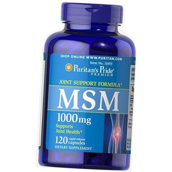 Msm, Metylosulfonylometan, MSM 1000, Puritan's Pride 120 Kaps. (03367004) 120Caps-image