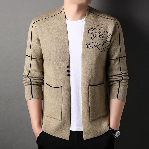 CáRdigan De Punto Para Hombre OtoñO Nuevo VersióN Coreana De Guapo Tendencia Casual Hombre Delgado SuéTer Abrigo De Hombre Verde 4XL-image