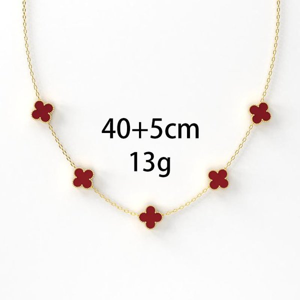 Collar De Acero De Titanio Cinco Flores TréBol De Cuatro Hojas 18K No Pierde Color Personalidad Dulce Popular Cadena De ClavíCula PequeñA Y Fresca Para Mujer White-image