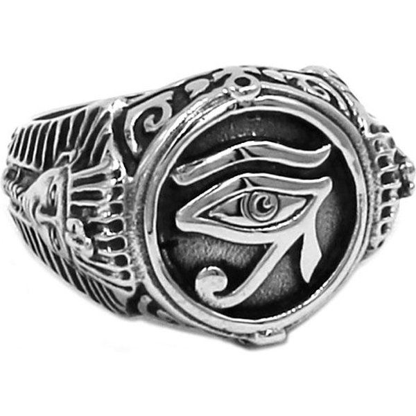 Anillo De Anillo Amuleto Ojo De Horus Ra Udjat Egipcio Acero Inoxidable Anillo Egipto FaraóN TutankamóN Anillo Cruz Regalo Para Hombre SWR0741 12 Gray-image
