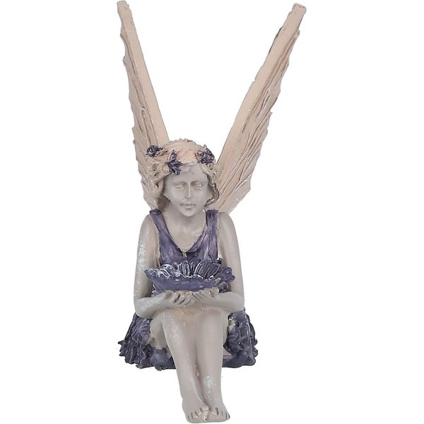Estatua De Hada Sentada Adorno De Hada Girasol Decorativo Para JardineríA Exterior Hogar Gray-image