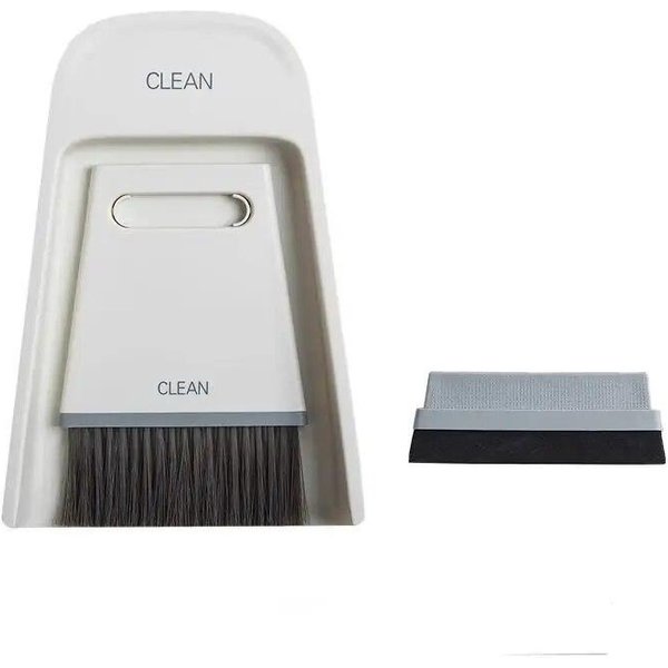 Juego De Escoba PequeñA Recogedor Mini Herramientas De Limpieza De Escritorio Pala Limpieza De Basura De Escritorio Accesorios Para El Hogar Blanco-image