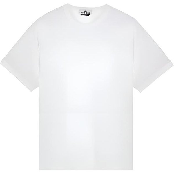 Stone Island Jednolita Koszulka Z Nadrukiem Logo, OkrąGłY Dekolt, KróTki RęKaw, MęSkie GóRy, BiałA, 801520457-V0001 XL White-image