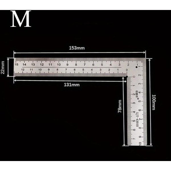 1 Pieza Regla De Acero Inoxidable Engrosada Regla De ÁNgulo Recto En Forma De L Metal Regla De Marco PequeñO Herramienta De DiseñO De MedicióN Regla De ÁNgulo De Acero S Plata-image