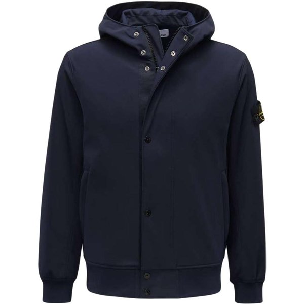 Kurtka MęSka Stone Island Ss25 Soft Shell W Jednolitym Kolorze, Z Kapturem I DłUgim RęKawem, Wiatroszczelna, Wodoodporna I OddychająCa, K1S154100090S0A22-V0020 M Black-image