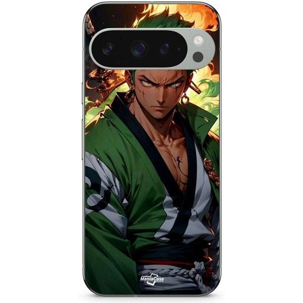 Coque - Maniacase - Google Pixel 9 Pro - Zoro Manga Anime - Souple - Silicone Negro-image