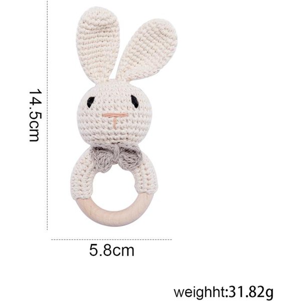 Grzechotka Dla NiemowląT SzydełKowanie Amigurumi KróLiczek Grzechotka Dzwonek Noworodek Dzianina Zabawka Do WóZka Zabawka Edukacyjna Gryzak Mobile Dla NiemowląT Zabawka Grzechotka 0-12 MiesięCy-image