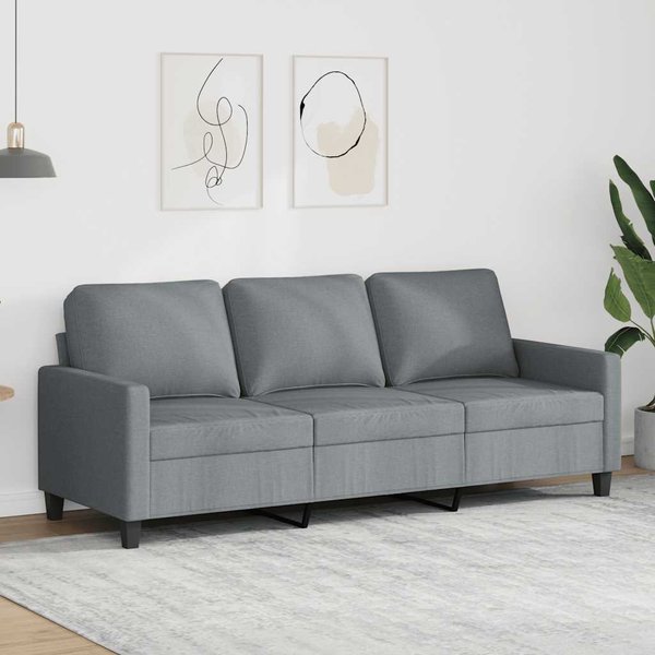 Vidaxl Sofá De 3 Plazas, Gris Claro, 180 Cm, Tapizado En Tela-image
