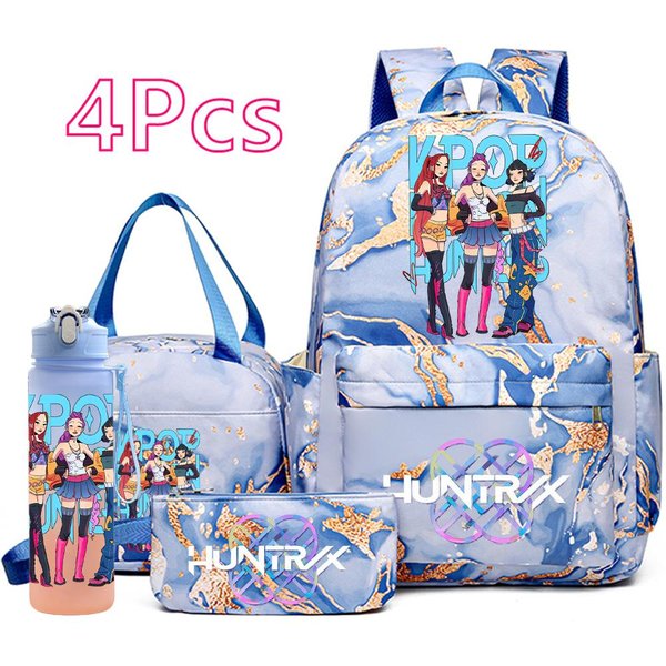 4 Piezas/Set K-Pop Impreso Mochila Bolso Estuche Con Botella De Agua De 750 Ml Para Adolescente NiñO NiñA Mochila Escolar Estudiante Gran Capacidad Mochila-image