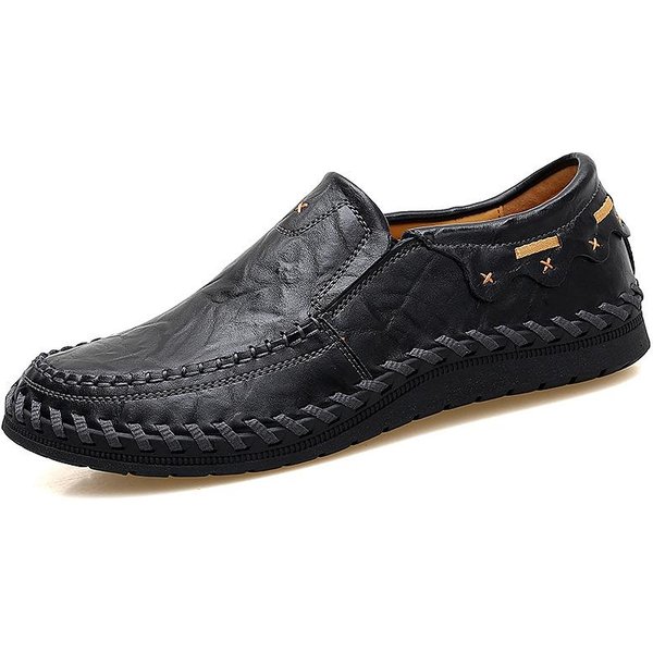Zapatos Casuales De Cuero Para Hombre Sin Cordones Transpirables De Cuero Zapatos De Suela Blanda Zapatos De Conducir Para Hombre 47-image