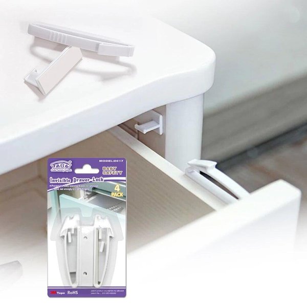 4 Cerraduras Invisibles Para Cajones, Cerraduras De Seguridad Para BebéS, Cerraduras De Seguridad Para NiñOs, Cerraduras De Seguridad Para Puertas De Armarios 4Pcs-image
