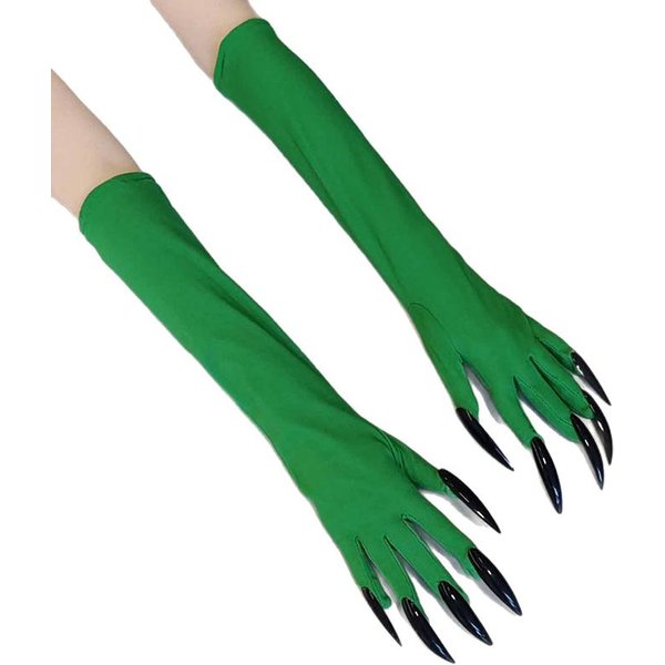 Halloween Horror Diabelskie RęKawice Szponowe, Damskie Elastyczne Palce Z DłUgimi Paznokciami, Kostium Na Imprezę, Do Odgrywania RóL, Na WystęP Green-image