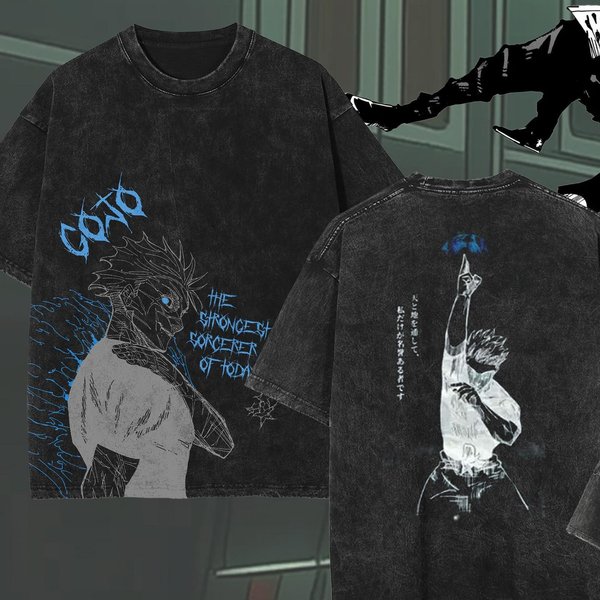 Gojo Satoru Jujutsu Kaisen Camiseta Hombre Mujer AlgodóN Lavado Camiseta Ropa Verano Manga Corta Camisetas Oversize Streetwear 3XL Gray-image