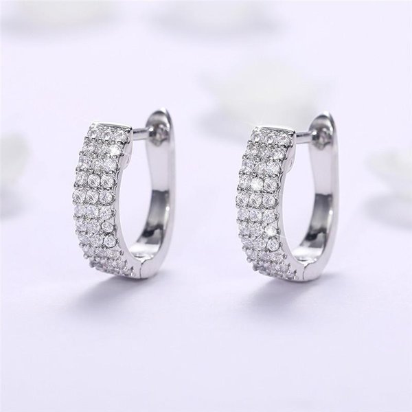 Huitan Delicados Pendientes De Aro En Forma De U Para Mujer Pendiente De CíRculo De Color Con Piedra De Cristal CZ JoyeríA Femenina Simple Y Elegante-image