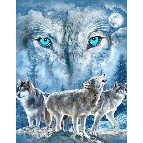 Pintura De Diamantes DIY 5D Animal Lobo Cuadrado Completo/Redondo Taladro Bordado De Diamantes Punto De Cruz 20X30CM-image