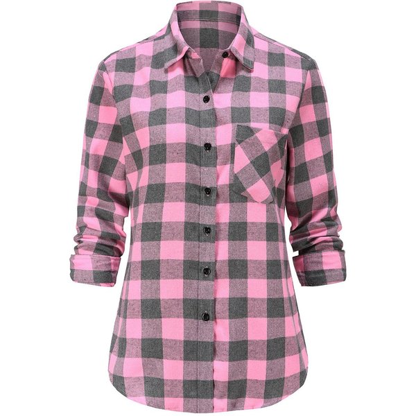 Dioufond Damska Koszula Flanelowa W Kratę Z DłUgim RęKawem Flanelowe Bluzki W Kratę 2XL-image