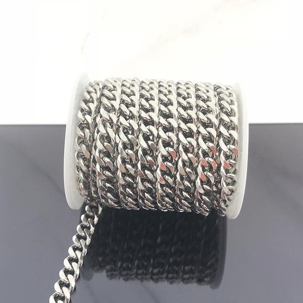 Ancho De Cadena 7.5Mm Acero Inoxidable Cadena De Molienda Hexagonal Cadena Cubana Hip Hop Accesorios Para Pulsera Collar DIY 60CM-image