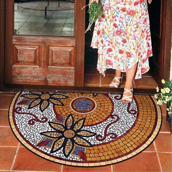 Mata WejśCiowa Do Domu Dekoracja Ogrodu Wycieraczka Maty WejśCiowe Na Drzwi Dywan ZewnęTrzny Dywan Domowy PółOkrąGłA Mata PodłOgowa 60*90Cm-image