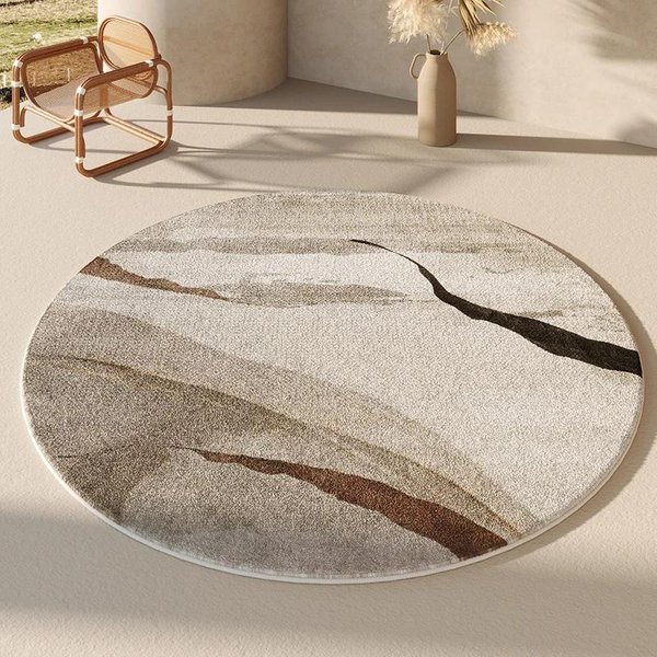 DecoracióN De Dormitorio Estilo Moderno Alfombra Redonda Para El Hogar Alfombra Suave Y Esponjosa Alfombras De Lujo Ligero Para Sala De Estar Espesar Felpa Alfombrilla De Suelo Para Sala De Estar 140X140Cm-image