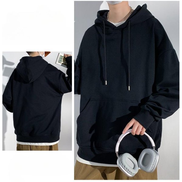 Sudadera Con Capucha Holgada De Estilo Nuevo Para Primavera Y OtoñO Para Hombre, Color SóLido, VersáTil, Con Capucha, Chaqueta Superior 3XL White-image