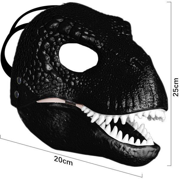 Imprezowa Maska Lateksowa Dinozaura Z Otwartymi I ZamknięTymi Ustami One Size Fits All Adults Czarny-image