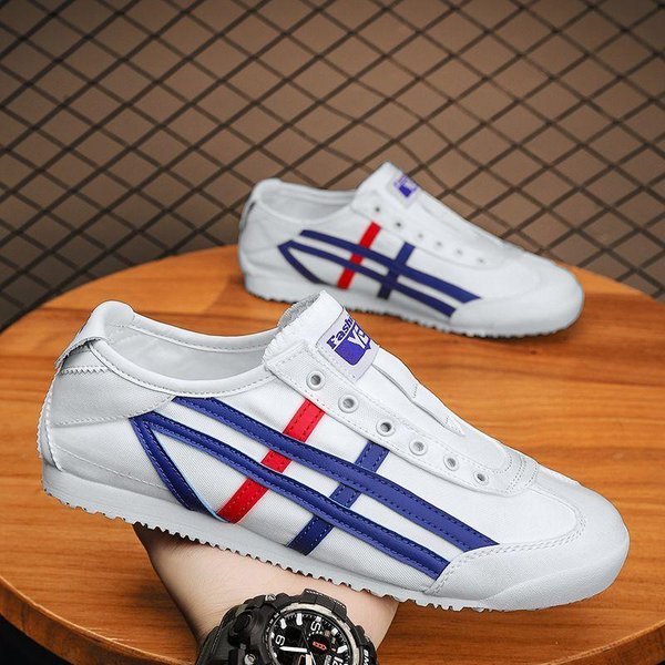 Zapatos De Lona Slip-On Para Hombre De CañA Baja Con Cordones Verano Forrest Gump Zapatos Vulcanizados Para Hombre Transpirables Ligeros Planos Para Exterior 42-image