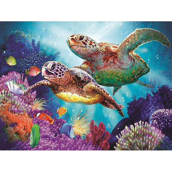 Pintura De Diamante Tortuga Diy Bordado De Diamantes Manualidades Pintura Mosaico Regalo Animal Diamante Arte De Pared 20X30CM-image