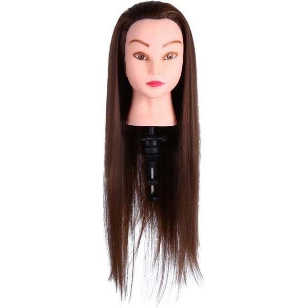 26 Cabeza De PráCtica De PeluqueríA De SalóN Cabeza De Entrenamiento De PeluqueríA Maniquí De CosmetologíA Con Soporte De Pinza Black-image