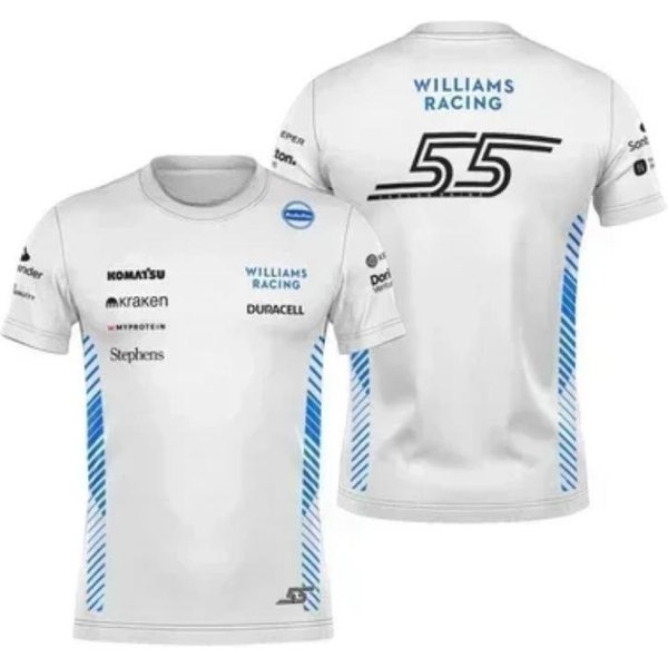 Koszulka ZespołU Williams Carlos Sainz FormułA 1 Alex Albon 2025 Koszulka MęSka Damska Dzieci Fani Koszulka Koszulka Drukowana 3D L White-image