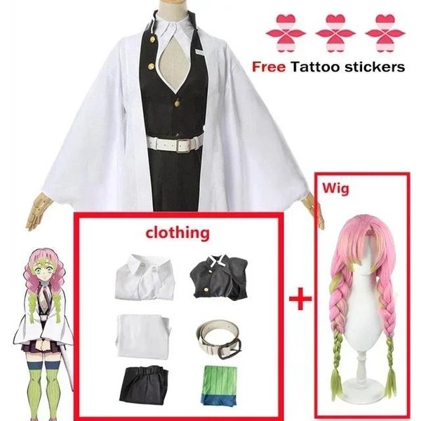 Anime Kanroji Mitsuri Cosplay Kostium Kimono Haori Sukienka Peruka Ubrania Halloween Kostium Dla DorosłYch Dzieci Kids 150-image
