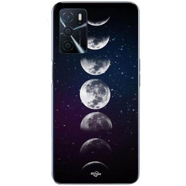 Coque - Maniacase - Oppo A16 - Souple - Noir - Lune Phase Nuit éToile-image