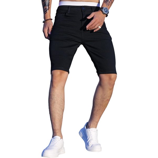 Pantalones Cortos Casuales De Verano Para Hombre, Pantalones Cortos Vaqueros De Moda Vintage L-image