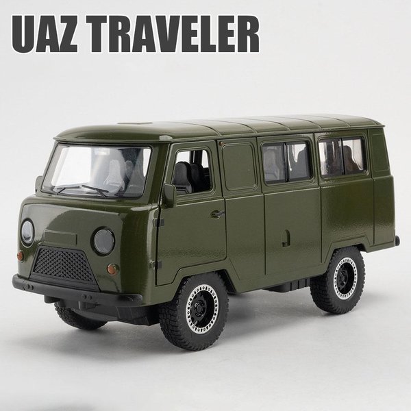 Skala 1:18 Rosja Uaz Traveler Model Samochodu Zabawka Stop Metal Diecasts Ruch Miasto Wycieczka Pojazdy Modele Symulacja DźWięK ŚWiatłO Prezenty Dla Dzieci-image