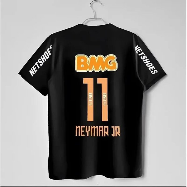 2026 Neymar Retro Koszulka PiłKarska MęSka BawełNiany T-Shirt Numer 11 Nadruk Zawodnika Czarna KróTki RęKaw Codzienna Koszulka Dla FanóW PiłKi NożNej Streetwear 4XL-image