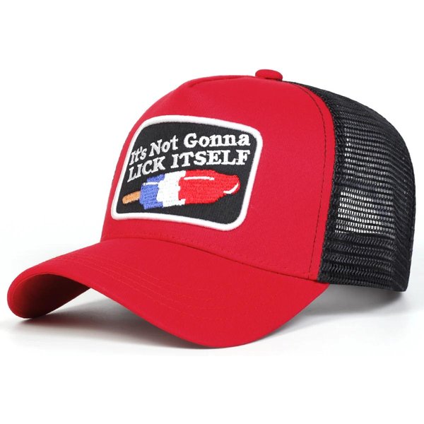 Gorra De BéIsbol De Malla Unisex Bordado De Letras Lick Itself Sombrero Solar Casual Ajustable Para Exteriores Primavera Y Verano-image