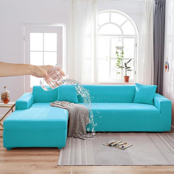 Wodoodporne Elastyczne Pokrowce Na Sofy Do Salonu Jednokolorowe Narzuty Na Sofę RozciąGliwa Narzuta Na Sofę NarożNik W KształCie Litery L Sofa Trzeba Kupić 2 Szt. 1 Seater 90-140Cm-image