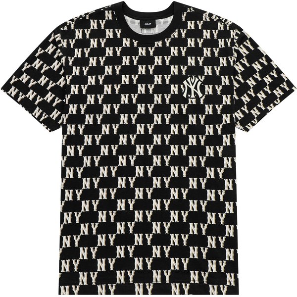 MLB New York Yankees SS23 Kwiatowe Logo Nadruk Na CałEj Powierzchni OkrąGłY Dekolt KróTki RęKaw T-Shirt Unisex Topy Czarny 3ATSM1133-50BKS S White-image