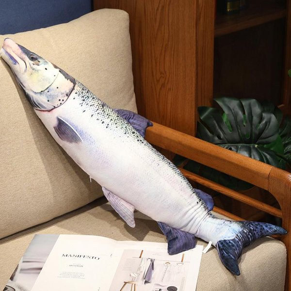 Juguete De Peluche Gigante Creativo De SimulacióN Pez Dorada AtúN SalmóN Lindo Realista Mero Pez Volador Peluches Almohada DecoracióN Divertida Para HabitacióN Regalo 60Cm-image
