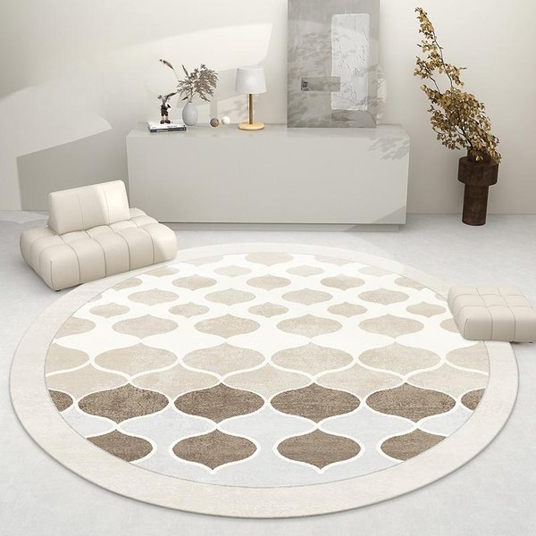 Luksusowy OkrąGłY Dywan W Stylu Francuskim – Gruby Pluszowy Dywan Do Salonu, MięKka Puszysta Mata PodłOgowa Do Sypialni, Salonu, WystróJ Domu Diameter 100Cm(39In)-image