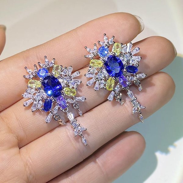 Venta De Plata Moda OrquíDea Morada Circonio IncrustacióN Micro Pendientes De BotóN Boho Traje Fiesta CumpleañOs JoyeríA Regalo Gray-image