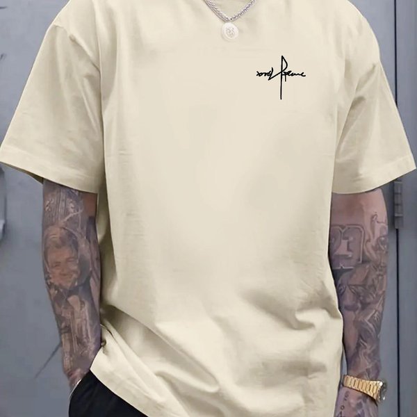 Letnia MęSka 100% BawełNa Codzienna Sportowa LuźNa DużY Rozmiar WzóR Z Literami Nadrukowany Wygodny OkrąGłY Dekolt KróTki RęKaw T-Shirt TOP 2XL-image
