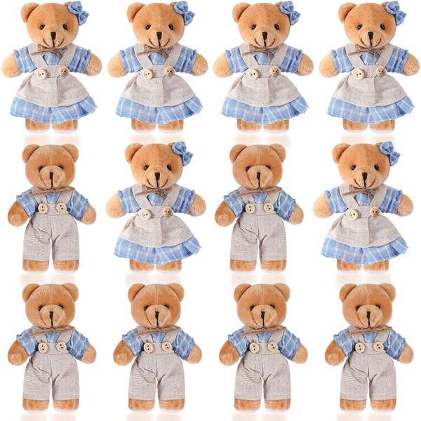 12-4S Mini Miś Pluszowy Pluszowe Zabawki PudełKo Na Prezent ŚLubny Lalka Zabawka Na Tort Urodzinowy Dekoracje ŚLubne Upominki Na Imprezę 12 PCS-image