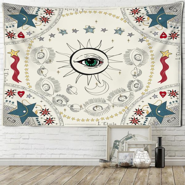 Tapiz De Tarot De Sol Y Luna Para Colgar En La Pared, PsicodéLico, Bohemio, BrujeríA, Misterio, DecoracióN Del Hogar Para Dormitorio 95X70Cm-image