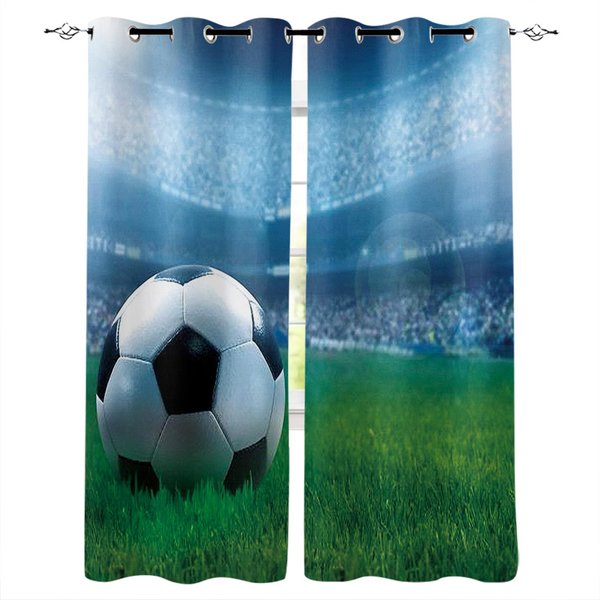 2 Szt. PiłKi Do PiłKi NożNej ZasłOny Okienne Do Salonu ZasłOny Kuchenne Hol Sypialnia Dekoracja ZasłOny Dla Dzieci I Draperie Na ZewnąTrz W60H60(Cm)X2Pcs&Grommet Top-image