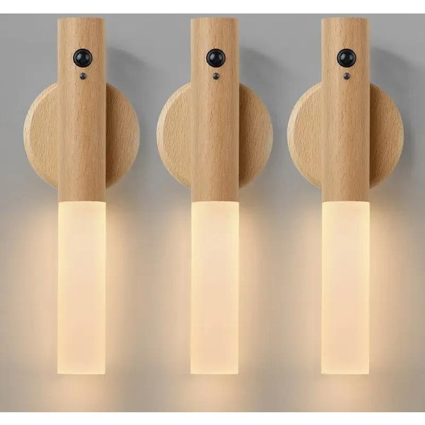 Inteligentna Lampka Nocna Z Czujnikiem Ruchu Led, łAdowalna, Magnetyczna, śCienna, PrzenośNa Do Przedpokoju, Sypialni, SchodóW, łAzienki, Szafek, Dekoracja 3PCS-image