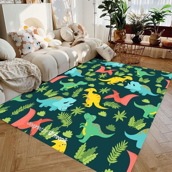 KreskóWkowy Dywan Dinozaur Sypialnia Salon PrzedpokóJ DłUgi Dywanik AntypośLizgowy Dywanik Obszarowy Sofa Wycieraczka Maty Dekoracja Domu Mata 50X80CM Blue-image